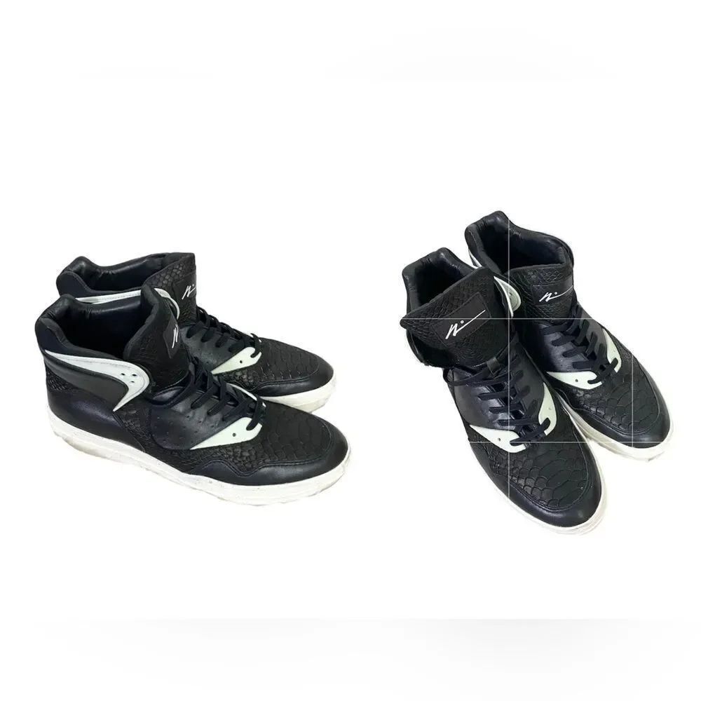 Article N Article Number 0225 black embossed leather hi top lace up sneakers 11